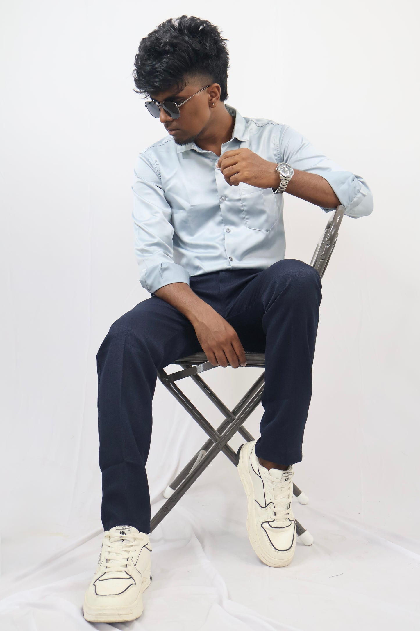 Light Blue-satin Shirt