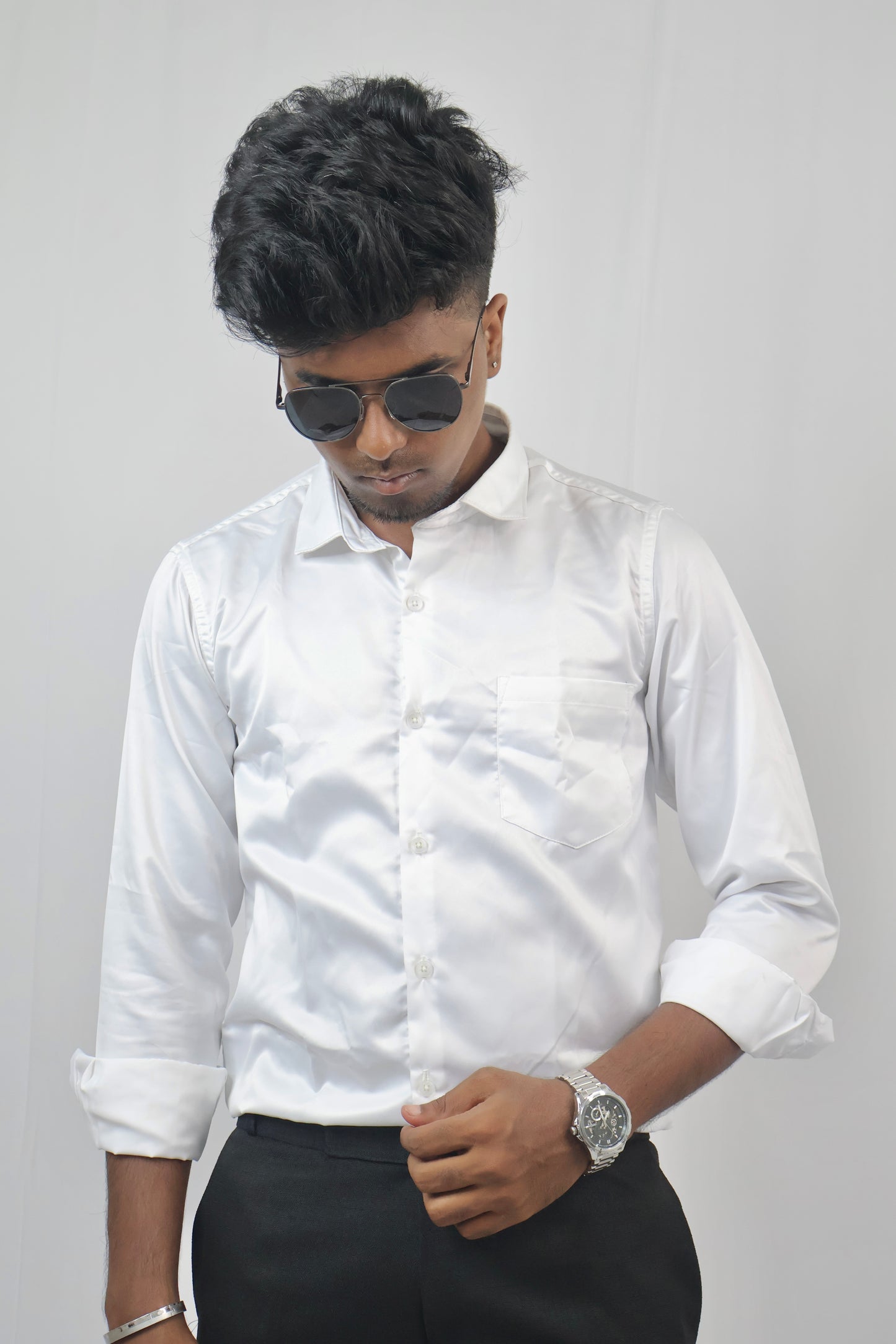 White-Satin Shirt