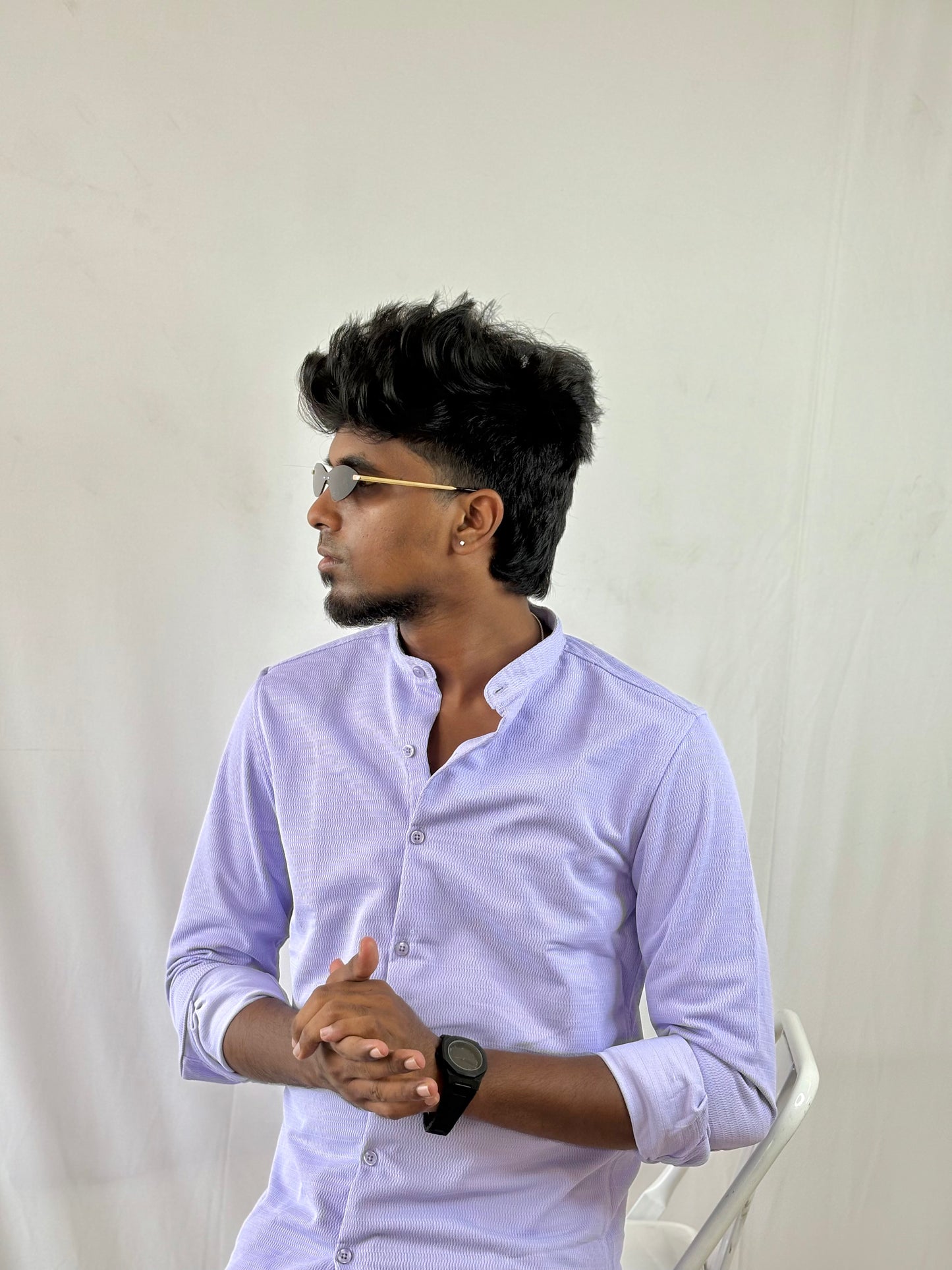 Purple-Chinese collar Shirt