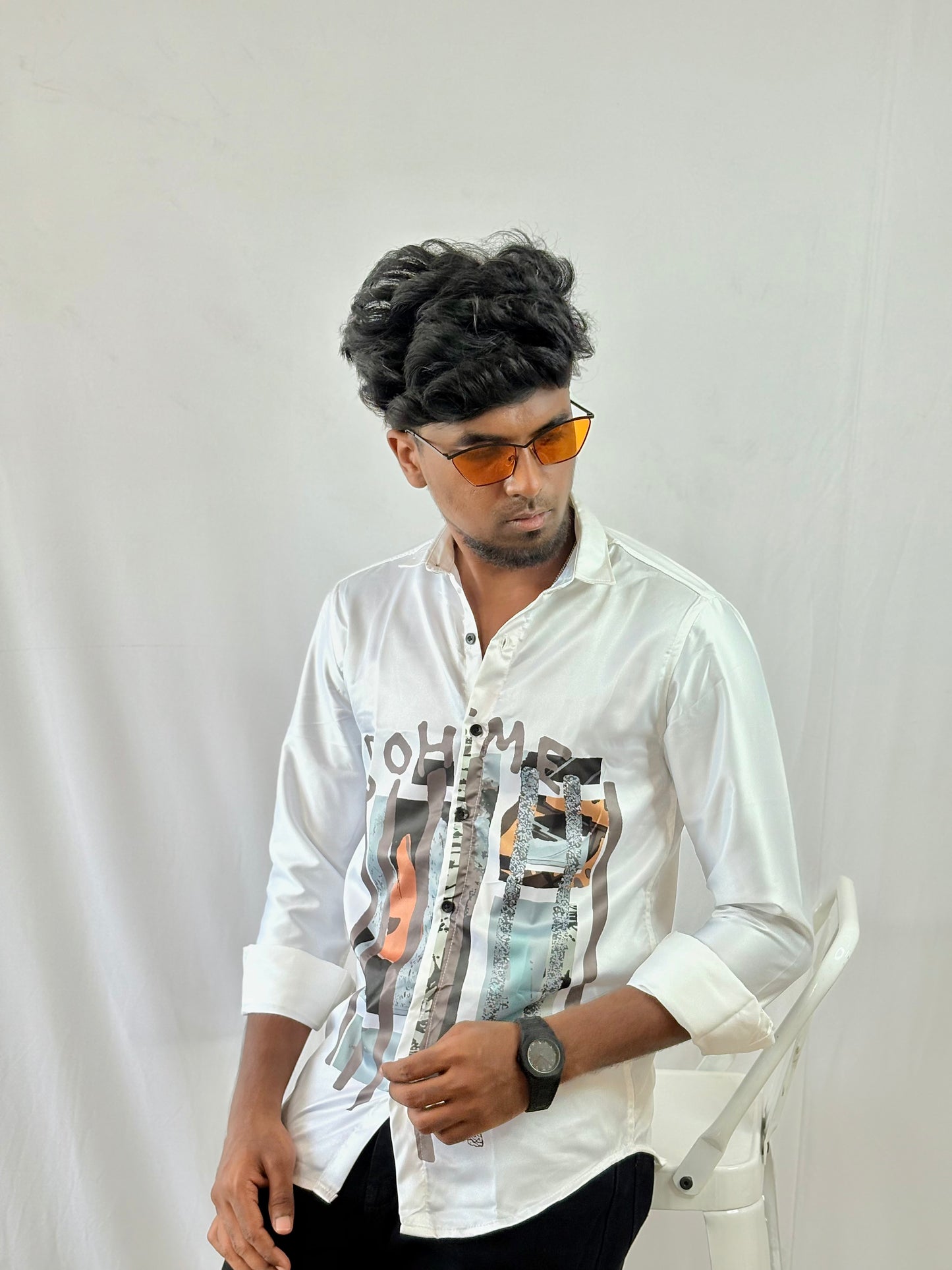 Back-Print satin Shirt