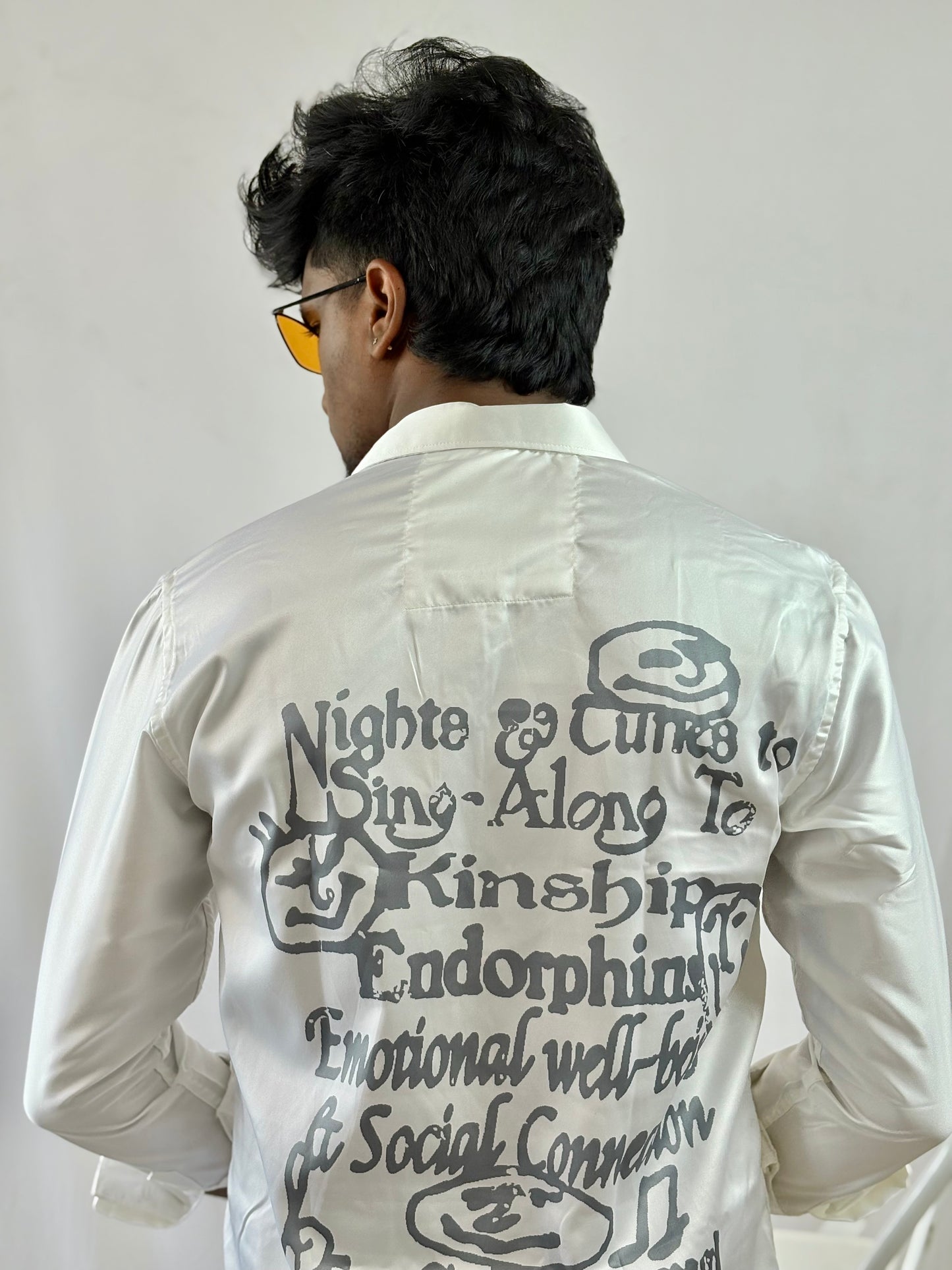 Back-Print satin Shirt