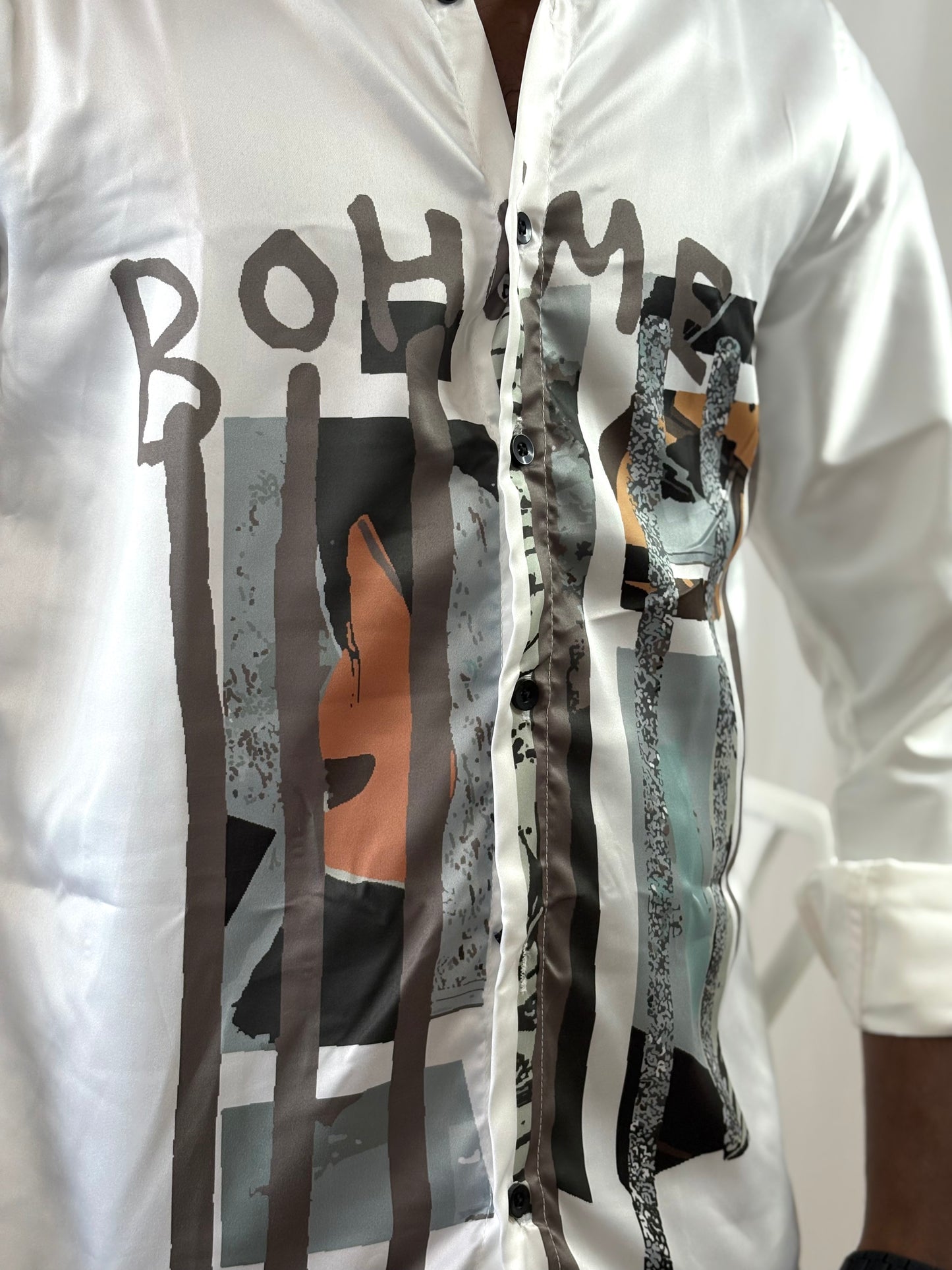 Back-Print satin Shirt